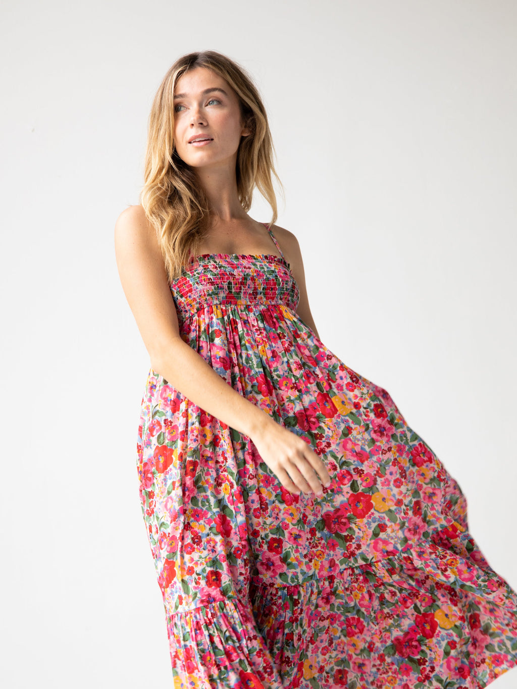 Flora Convertible Cotton Maxi Skirt - Bright Pink Floral