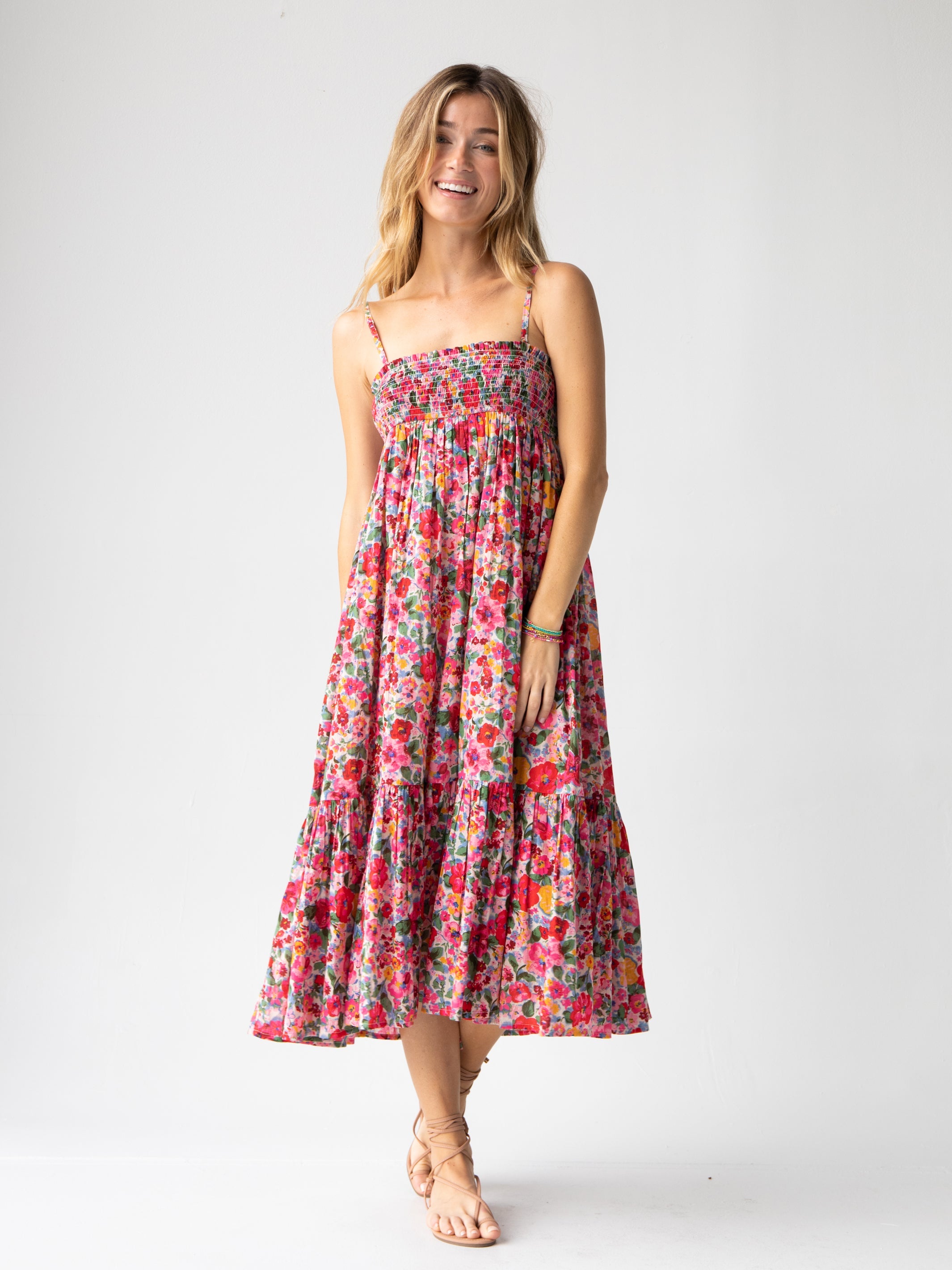 Flora Convertible Cotton Maxi Skirt - Bright Pink Floral