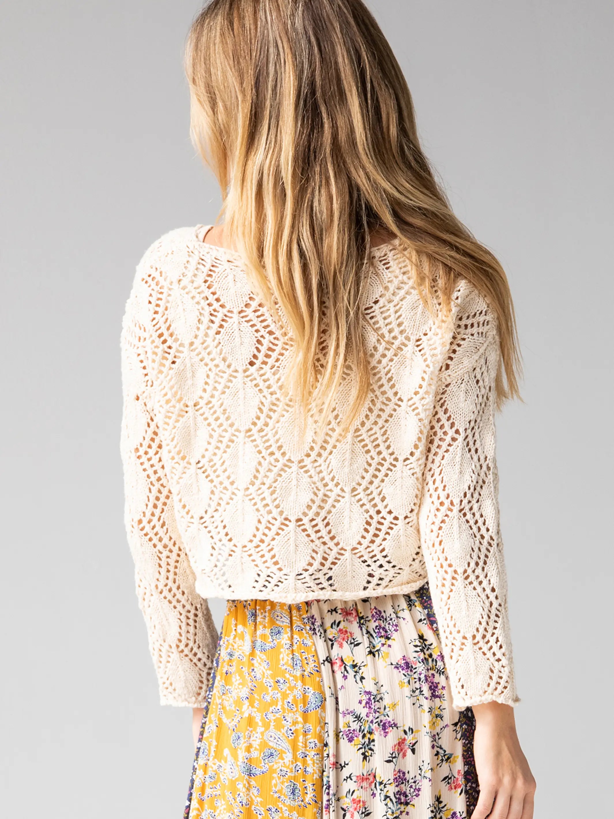 Cropped Cotton Sweater - Cream