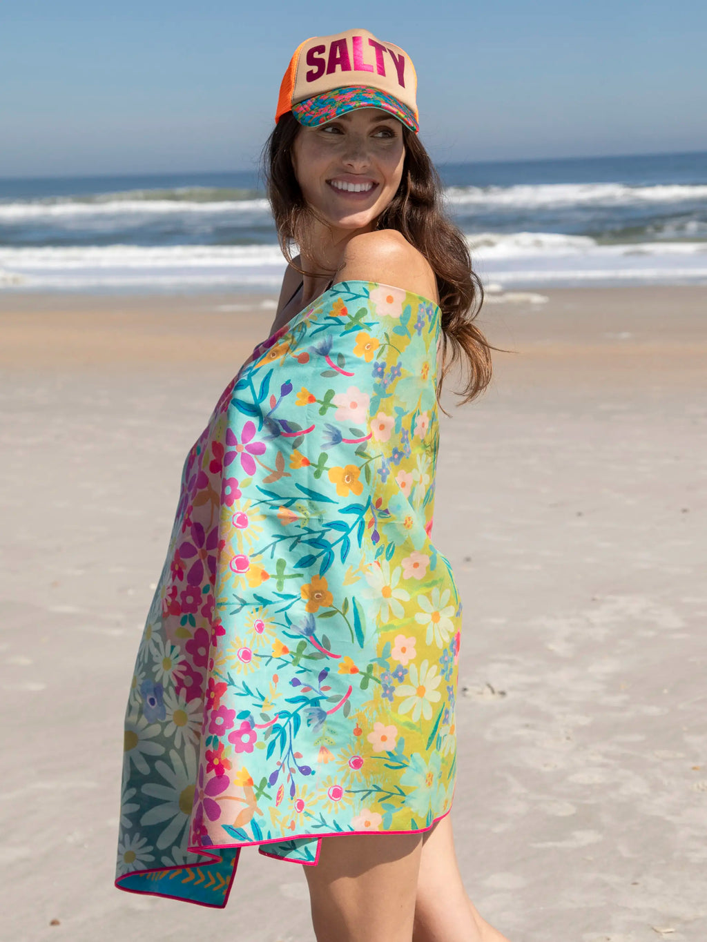 Double-Sided Microfiber Beach Towel - Happy Place