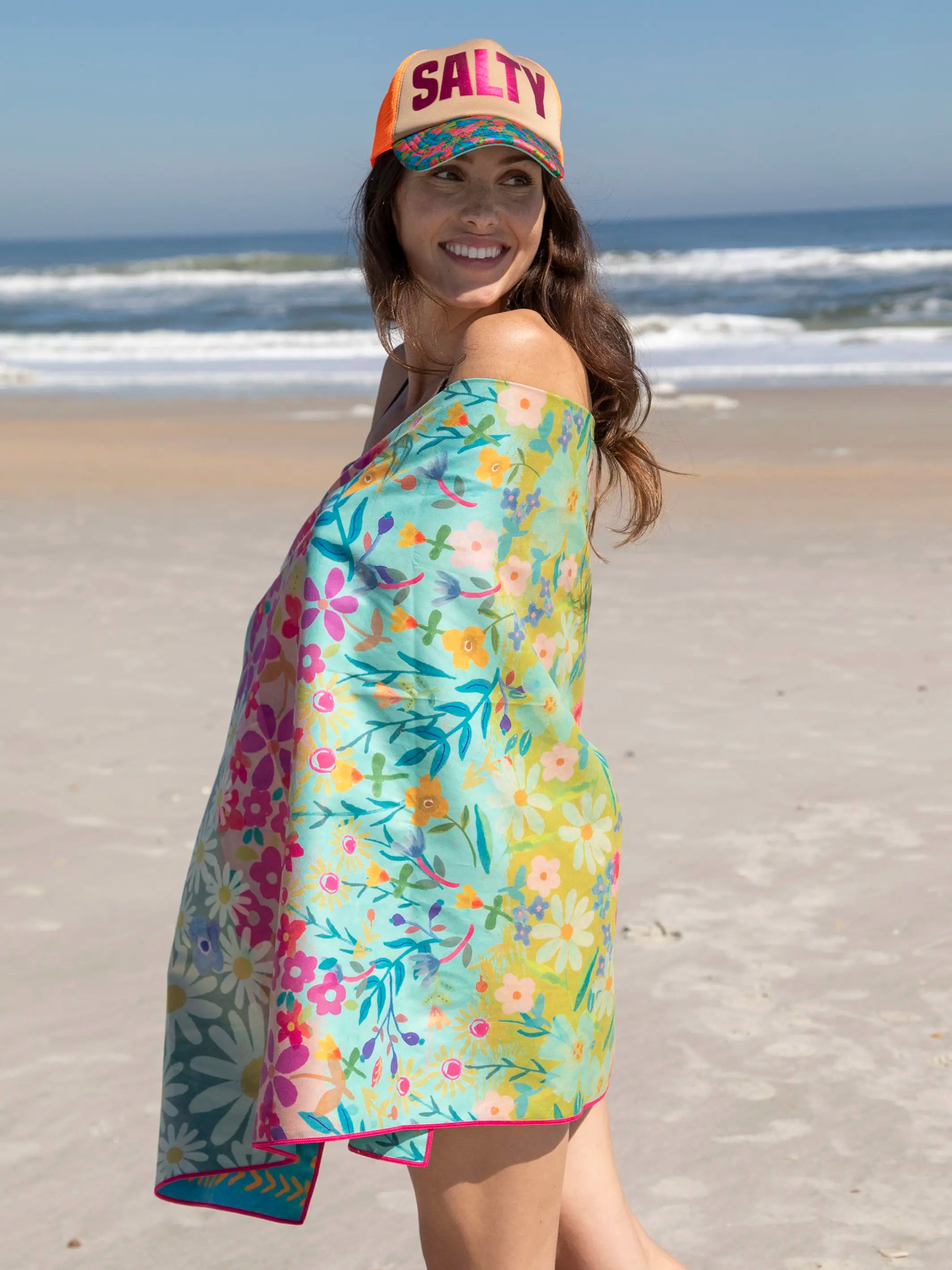 Double-Sided Microfiber Beach Towel - Happy Place