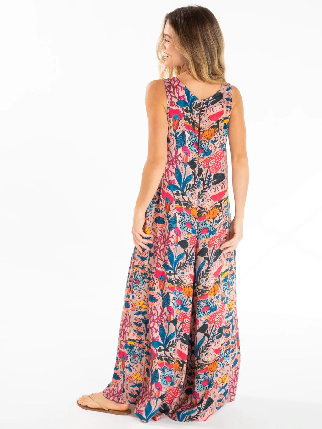 Let's Just Go Wide-Leg Jumpsuit - Pink Flung Floral