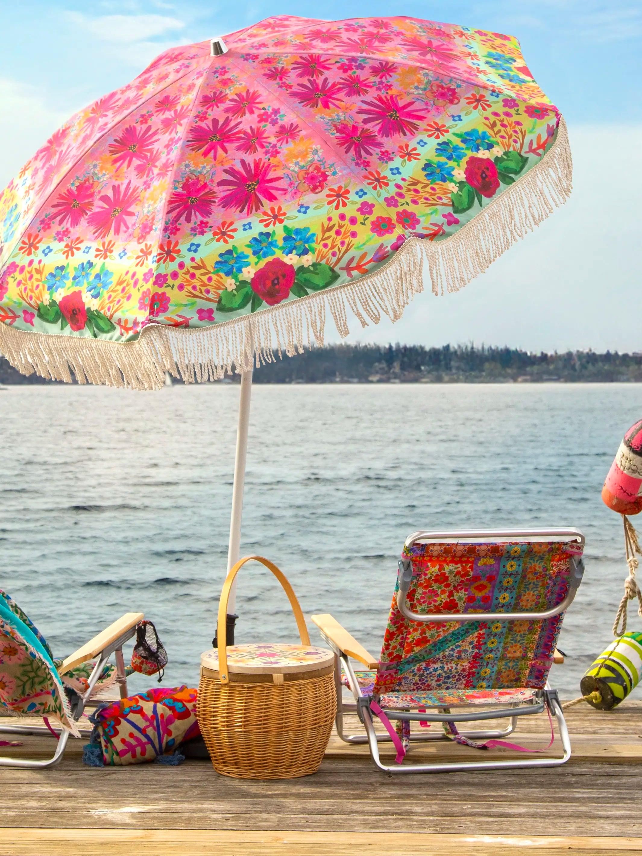 Beach Umbrella - Hot Pink Floral