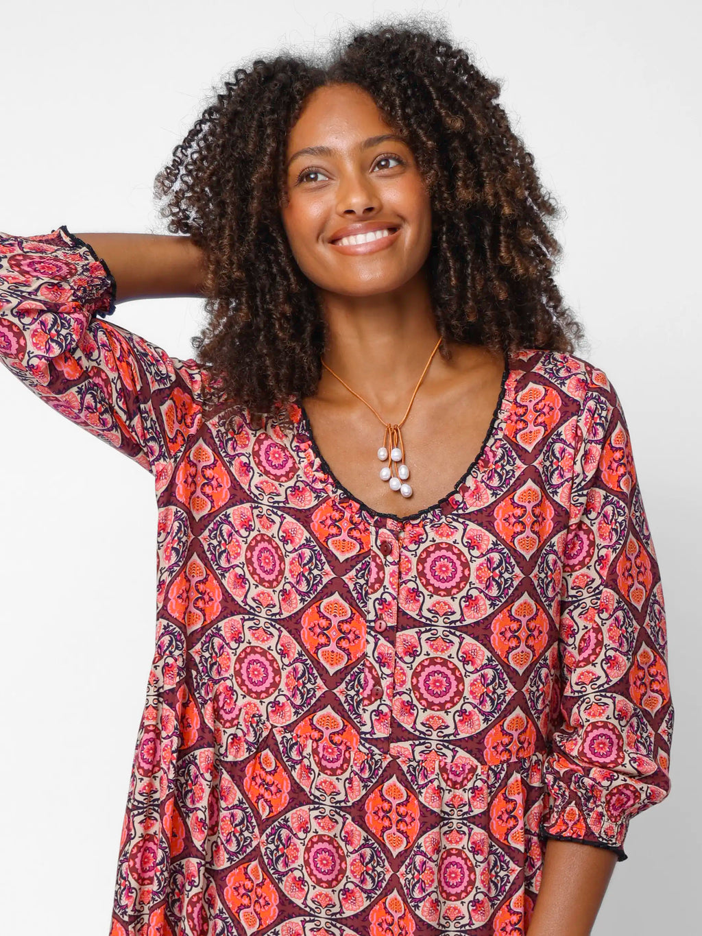 Alice Mini Dress - Orange Hourglass Medallion