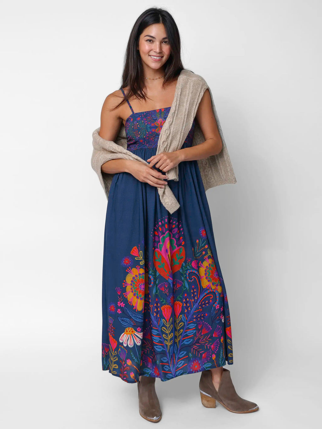 Bailey Maxi Dress - Navy Folk Garden