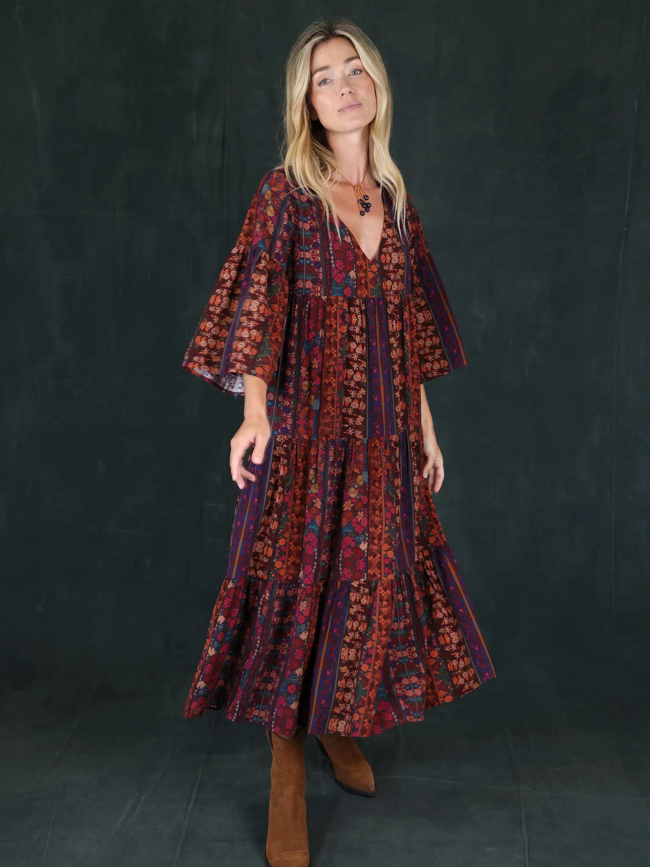 Charlotte Midi Dress -  Tropical Fuchsia Stripes