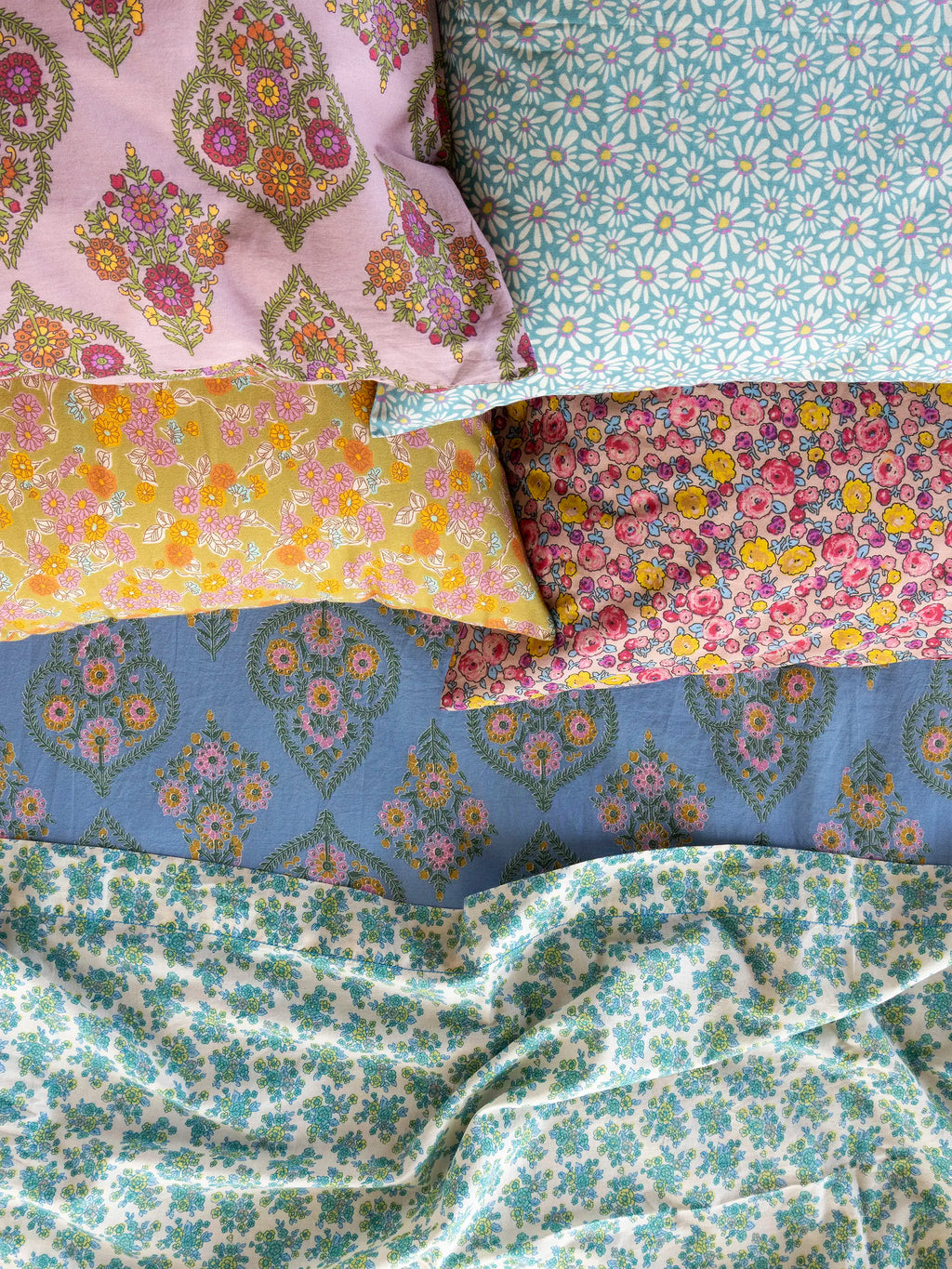 Mix & Match Cotton Flat Sheet - Cream Folk Ditsy