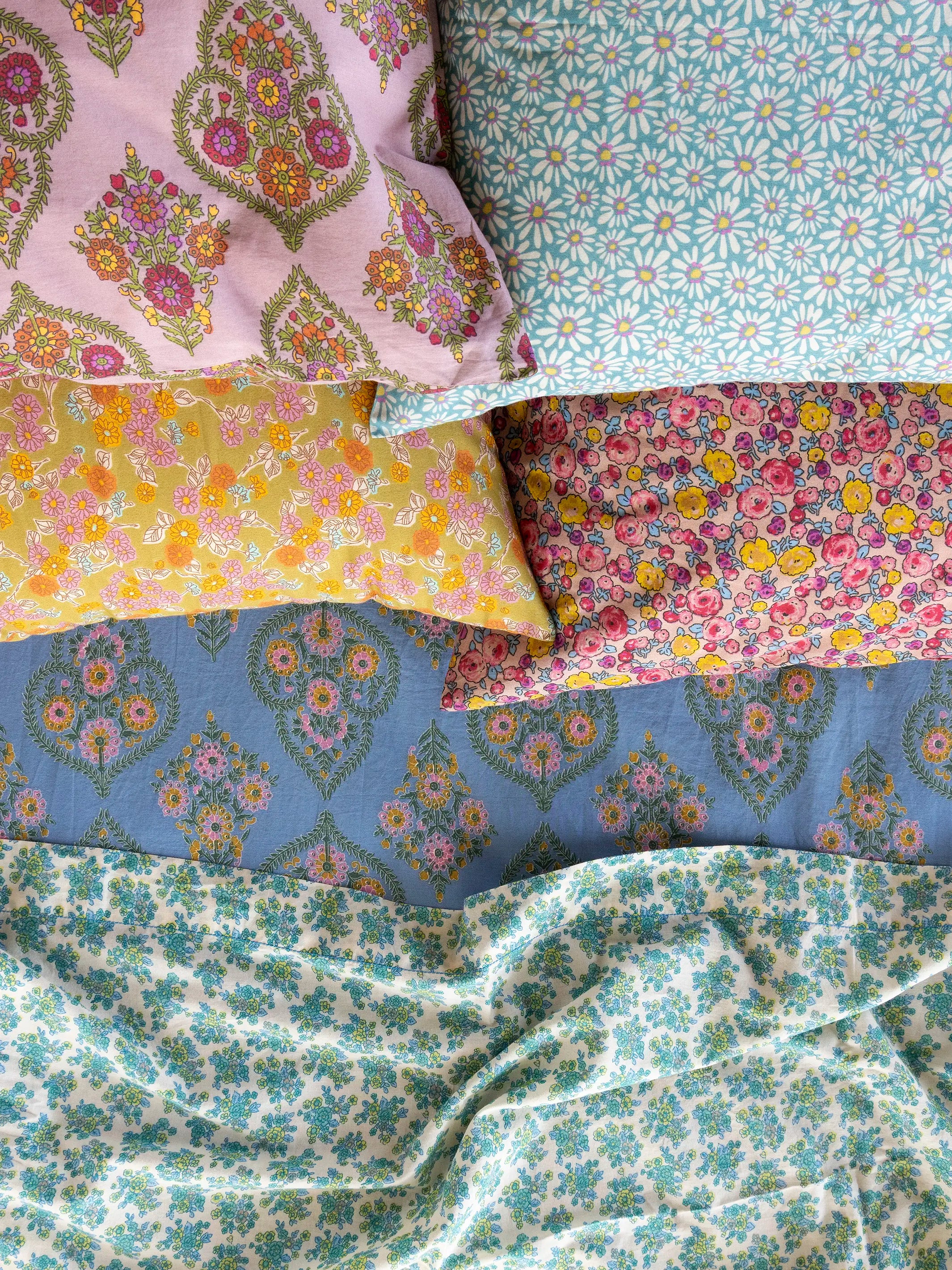 Mix & Match Cotton Flat Sheet - Cream Folk Ditsy