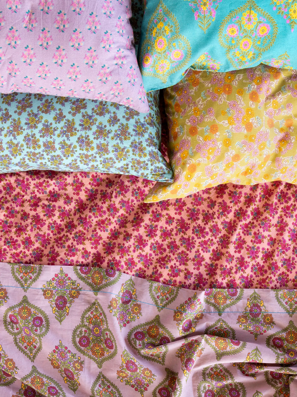 Mix & Match Cotton Pillowcase, Single - Teal Willow Medallion