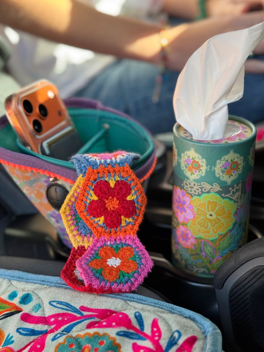 Car Tissues, Set of 3 - Floral Patchwork