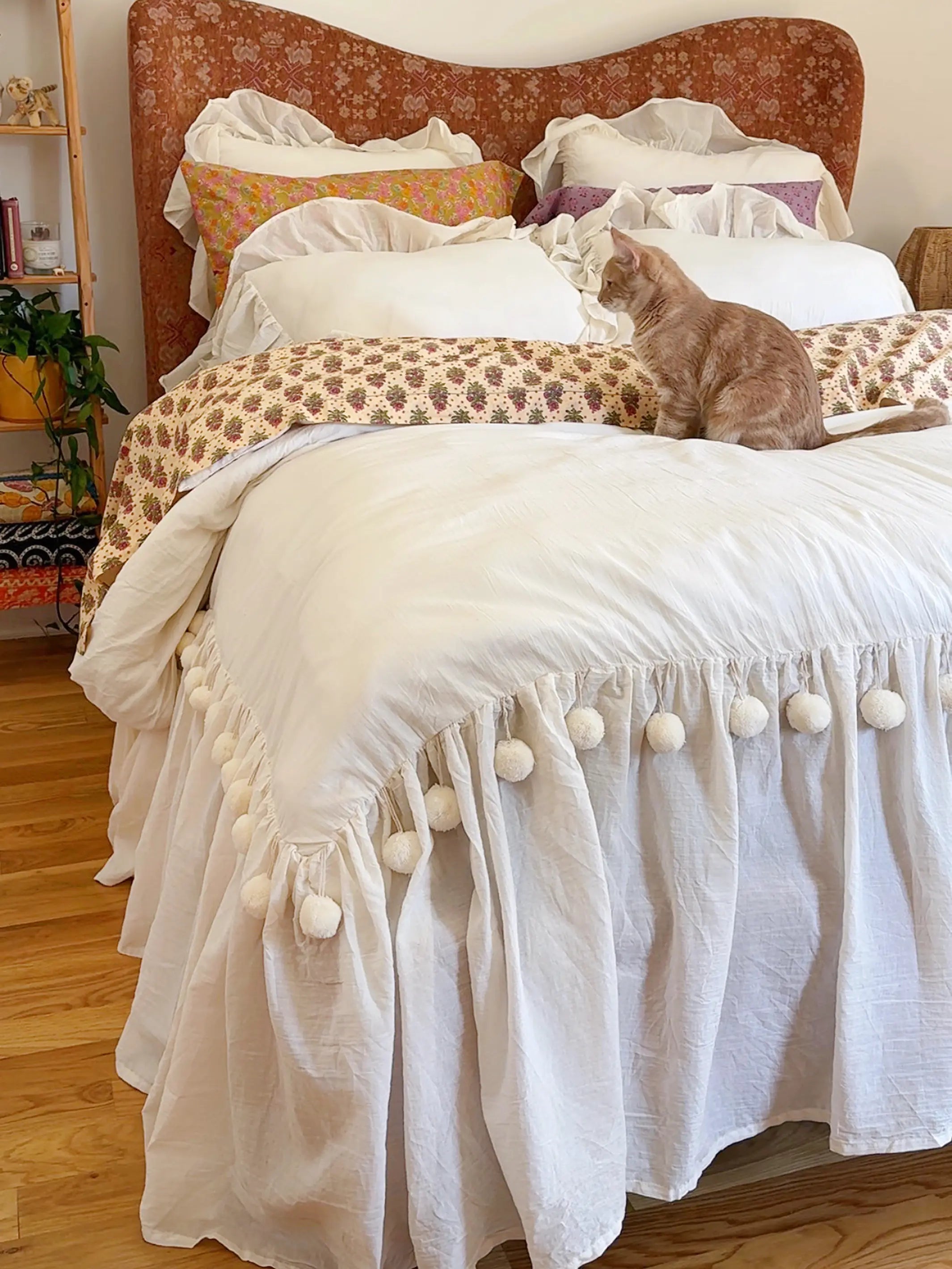 Mix & Match Cotton Flat Sheet - Rust Polka Dot