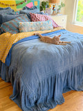 Cotton Ruffle Duvet Cover - Vintage Blue