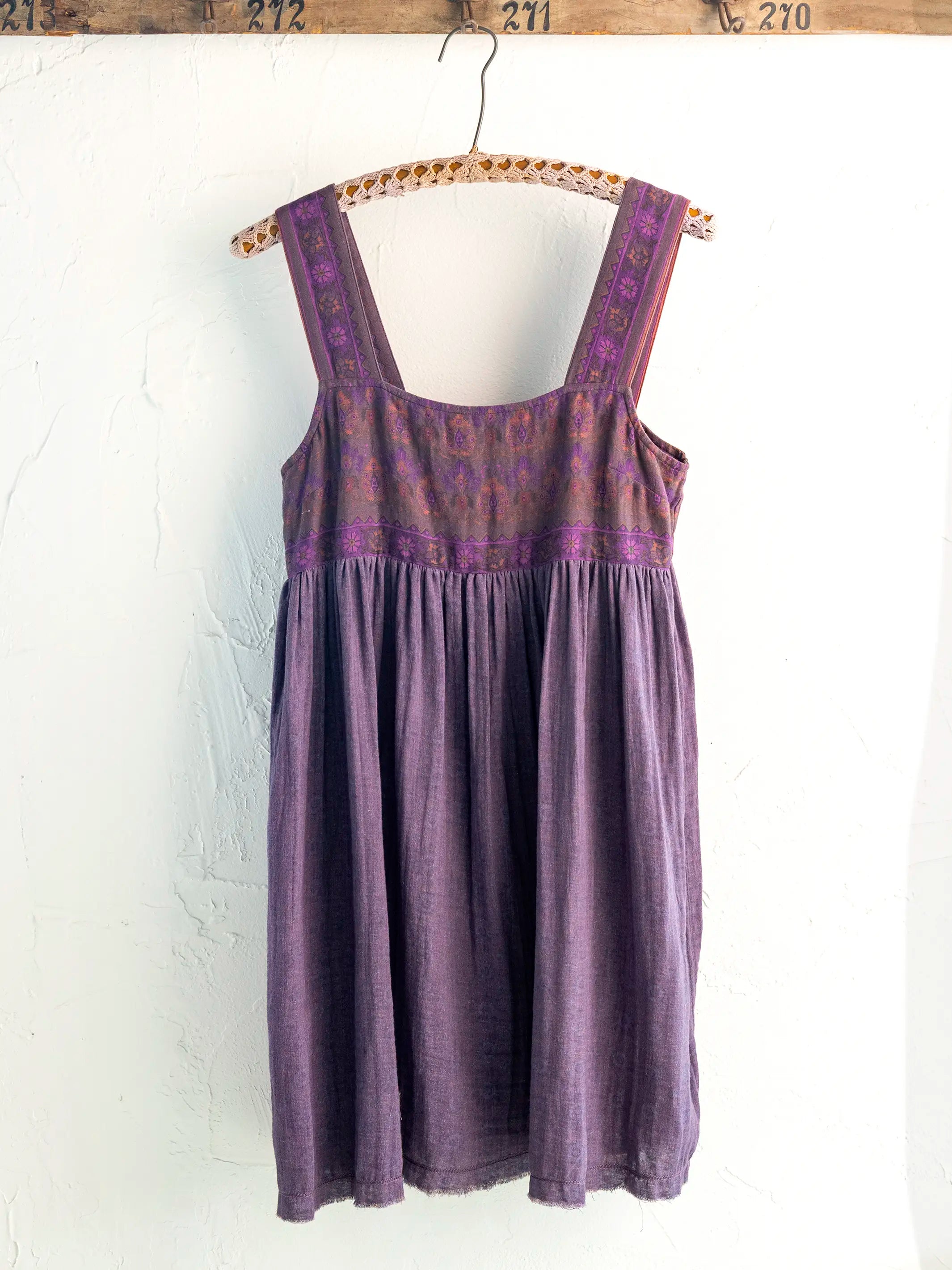 Tricia Reversible Cotton Gauze Dress - Medallion Eggplant Sunburst