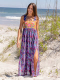 Tricia Maxi Dress - Dark Purple Daisies