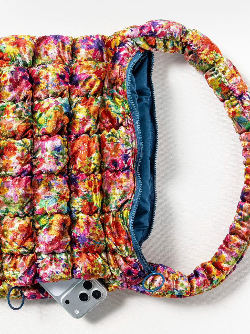 Puffy Velvet Fit-It-All Bag - Large Bright Floral Garden