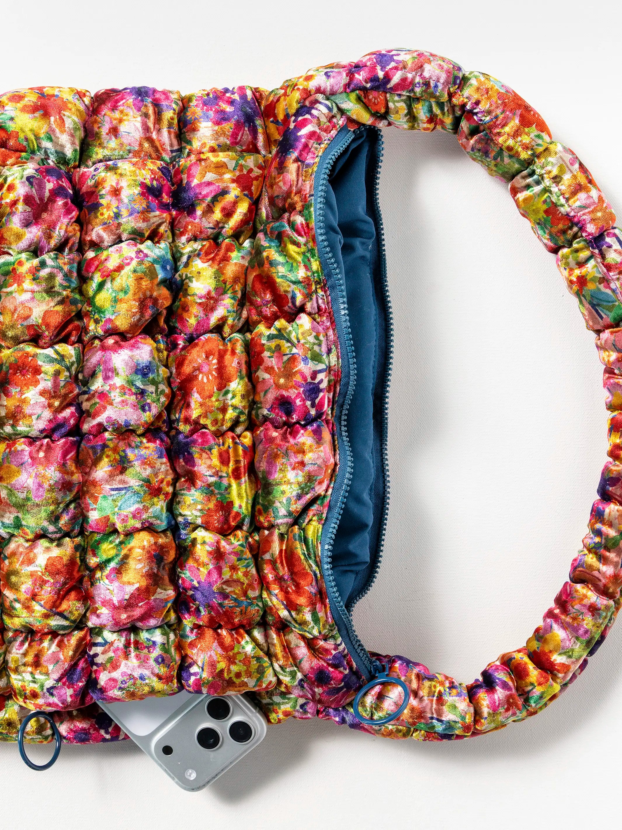Puffy Velvet Fit-It-All Bag - Large Bright Floral Garden