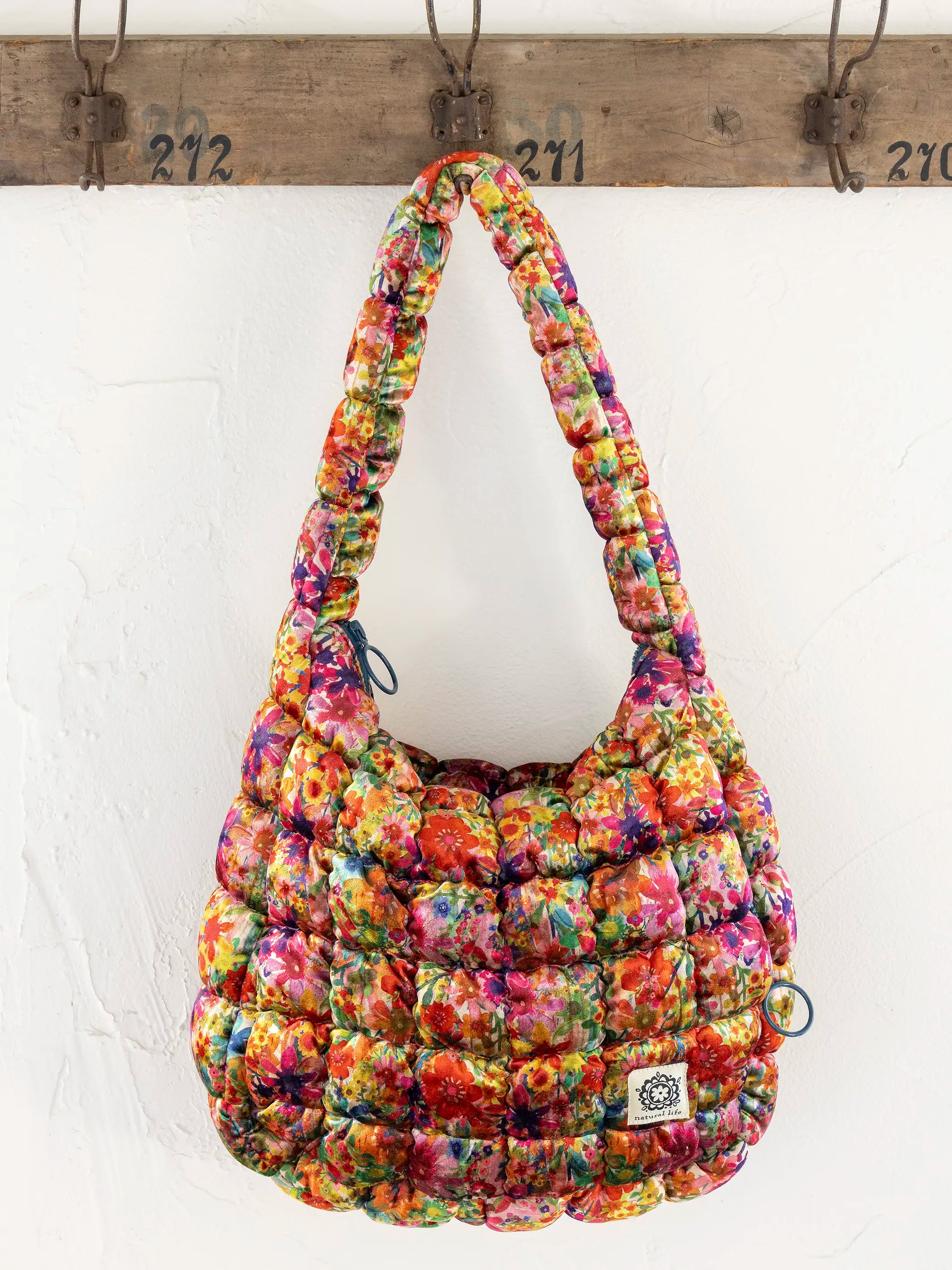 Puffy Velvet Fit-It-All Bag - Large Bright Floral Garden