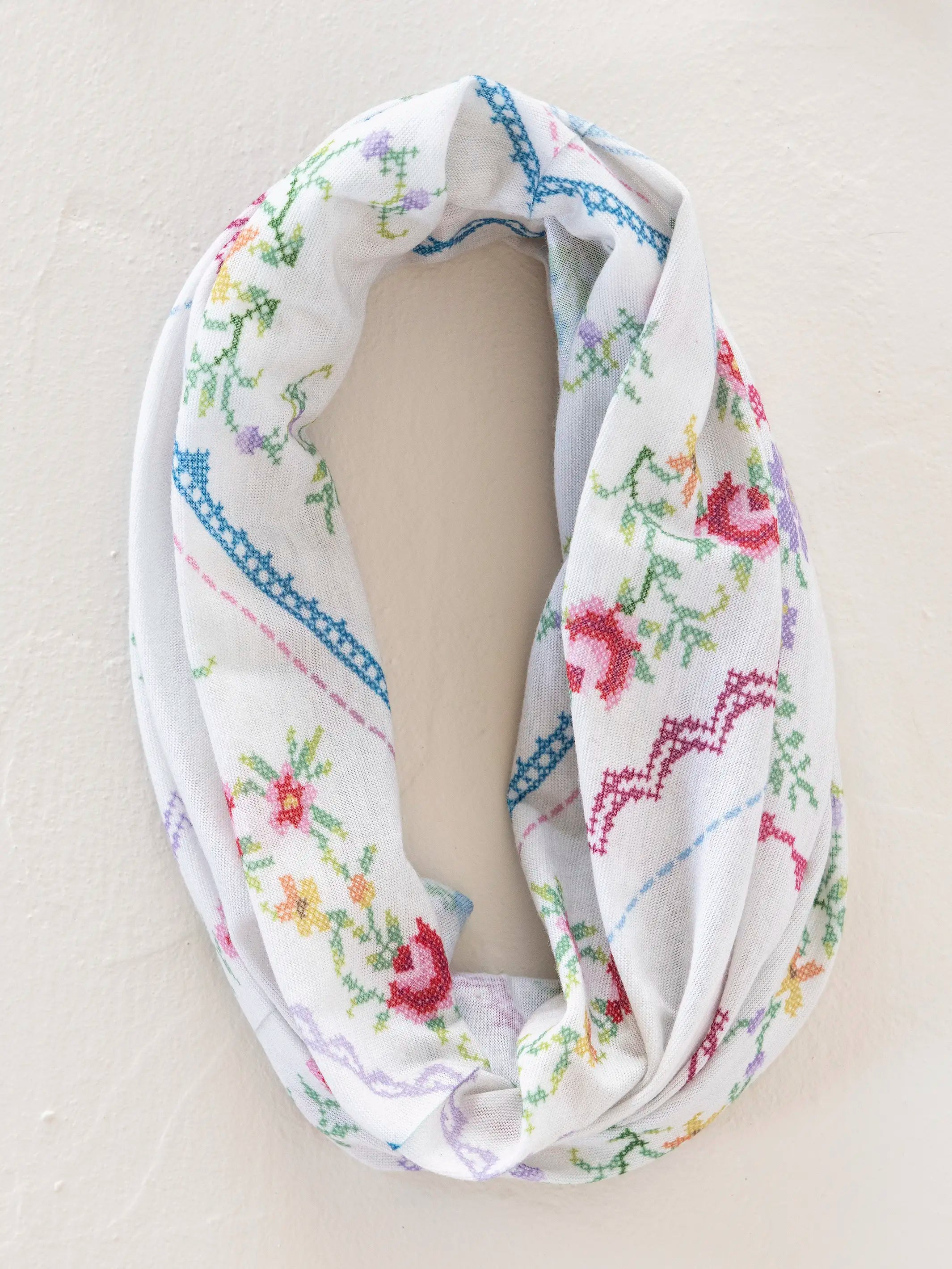 Full Boho Bandeau® Headband - Heirloom Cross Stitch Ivory