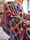 Granny Square Crochet Throw Blanket - Multicolored