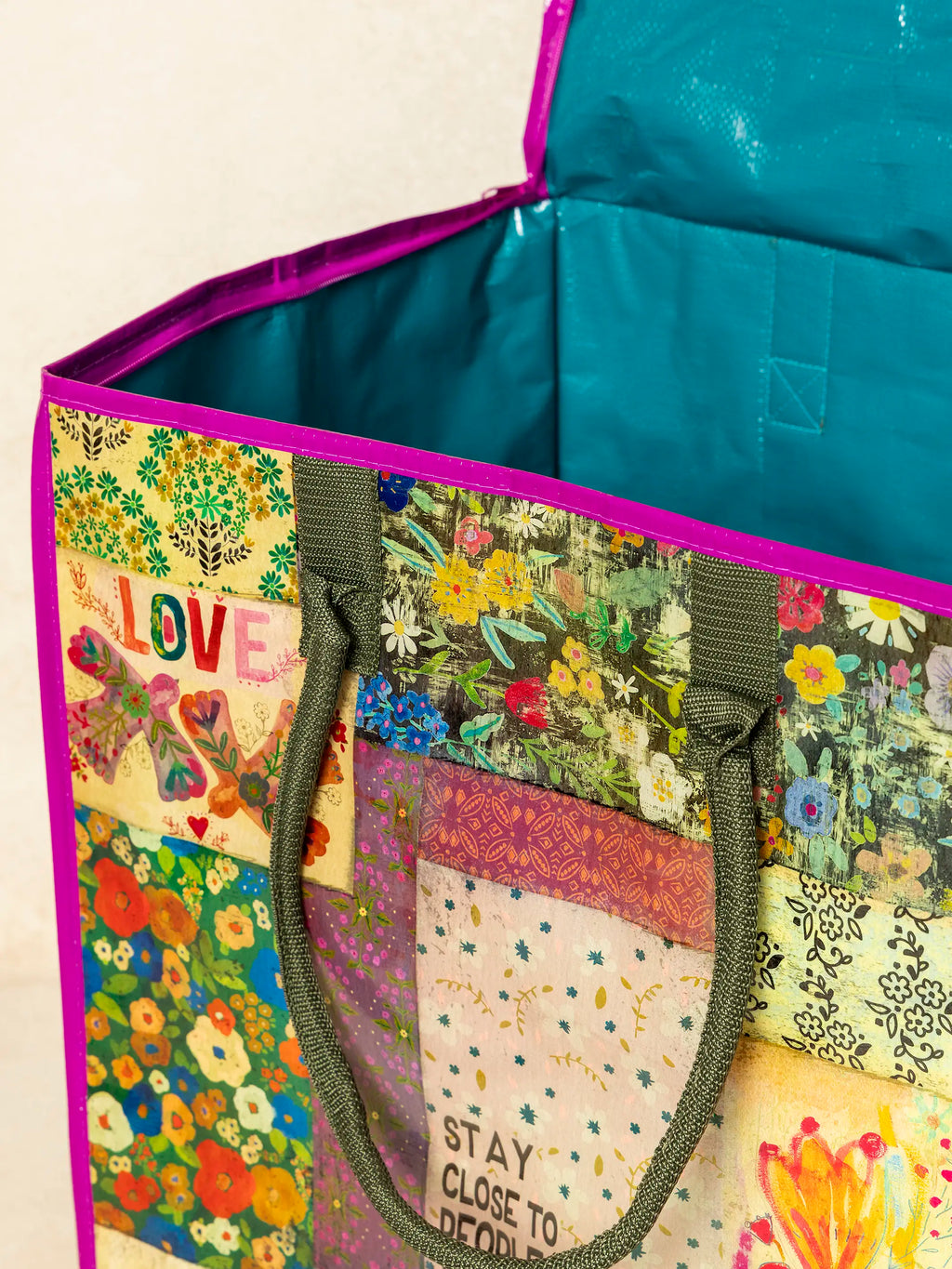 Rolling Tote Bag - Patchwork Chirps