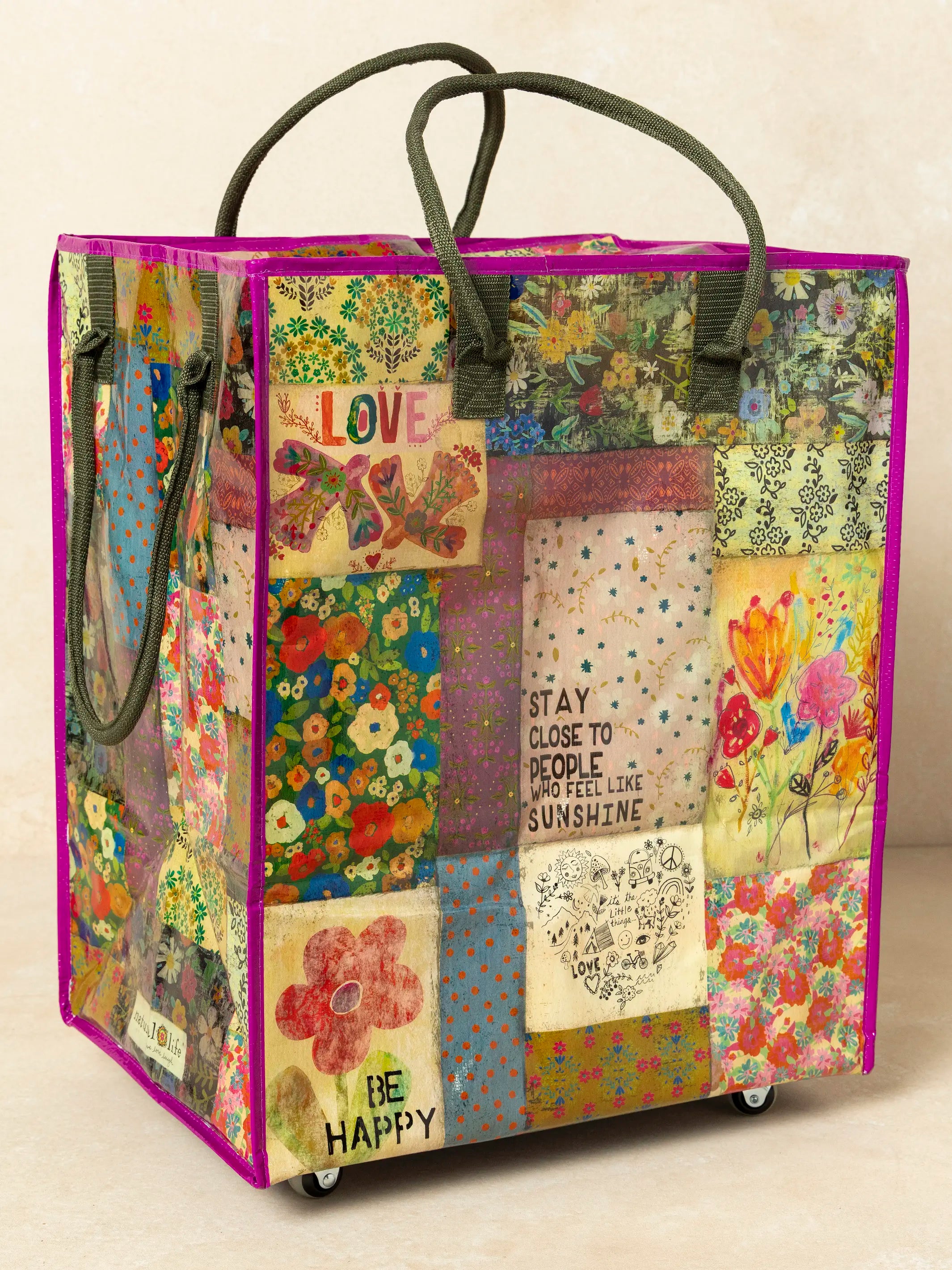 Rolling Tote Bag - Patchwork Chirps