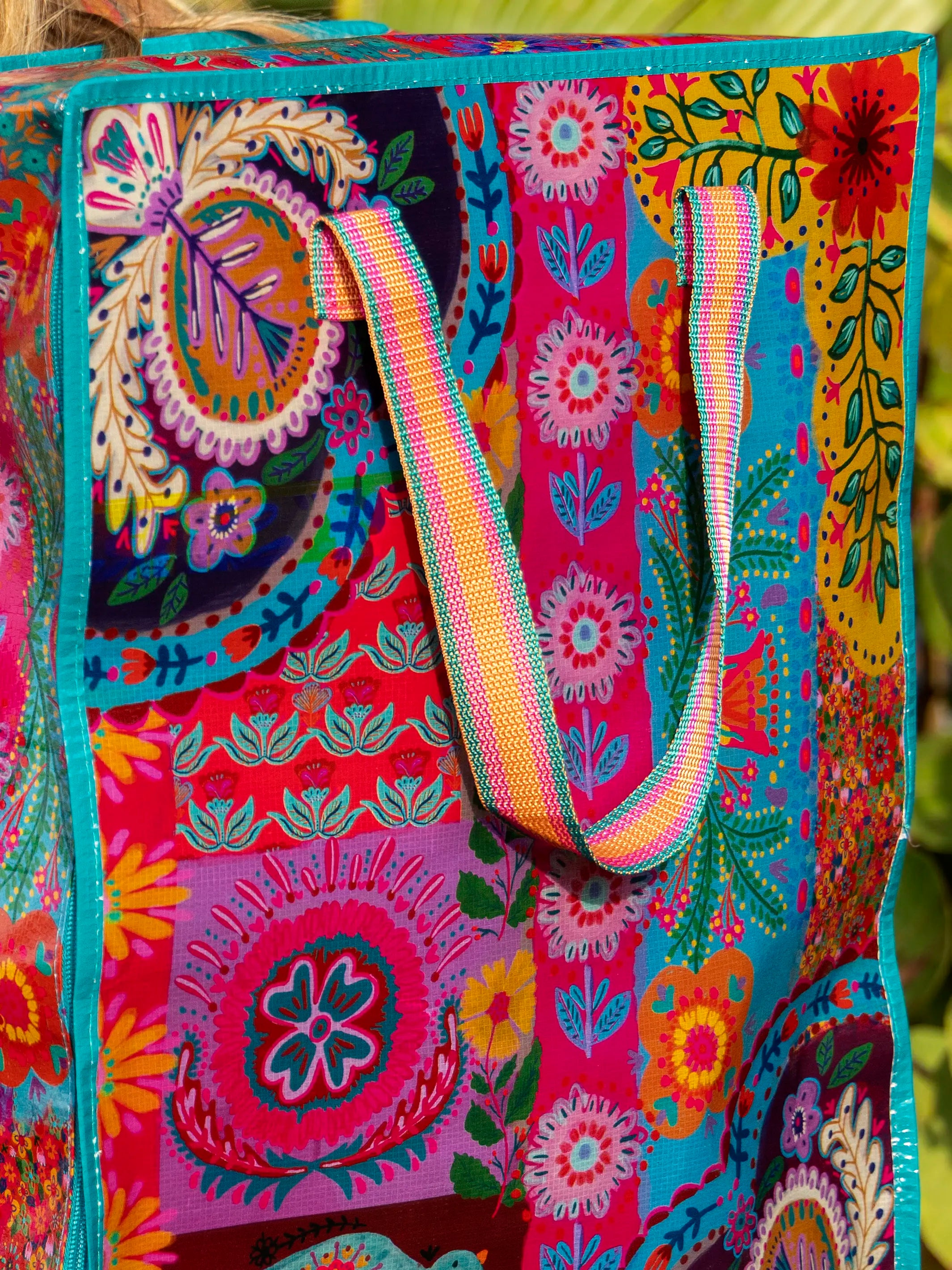 XL Backpack Tote Bag - Magenta Patchwork
