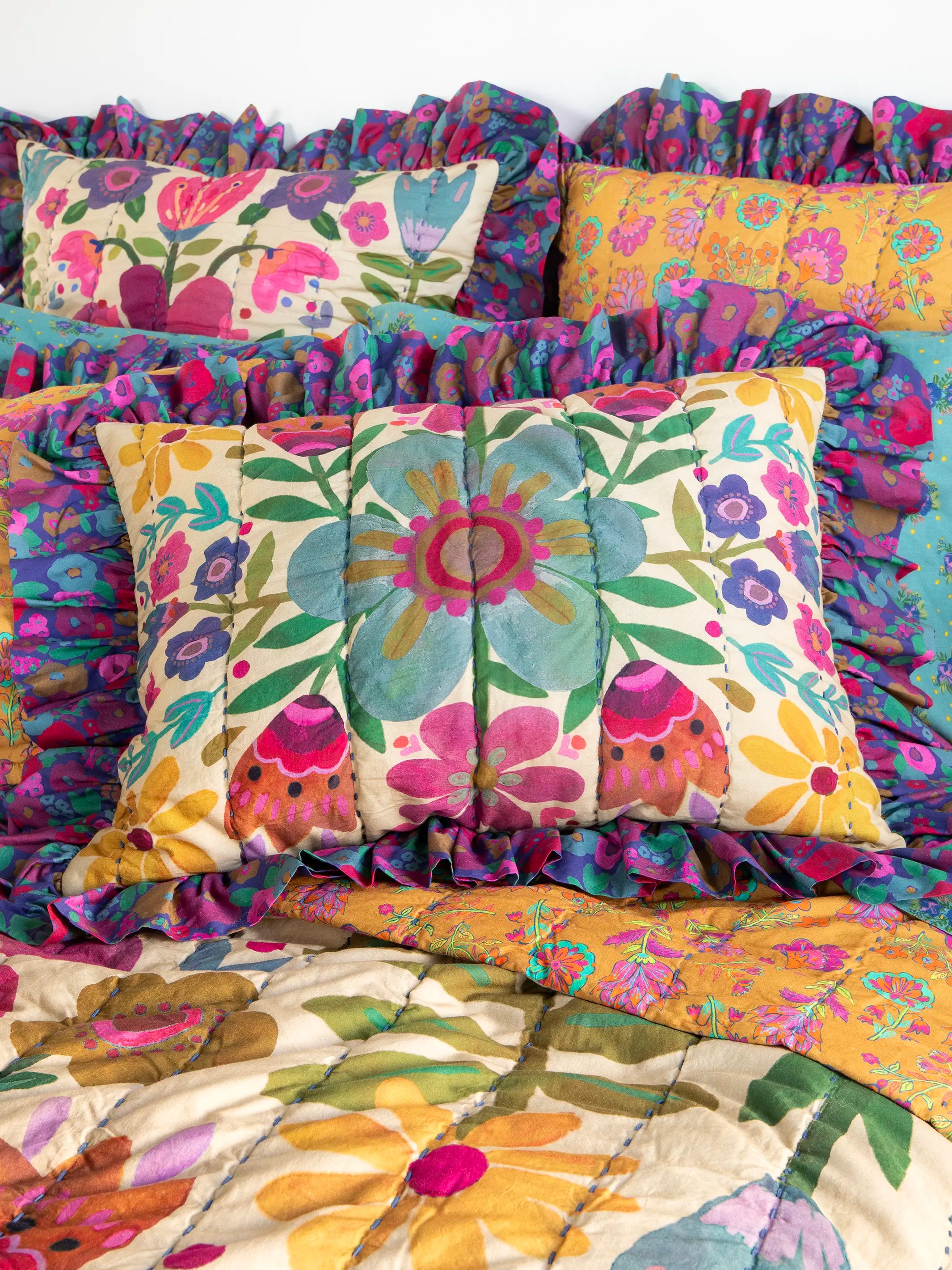 Bungalow Reversible Cotton Euro Sham - Boho Floral