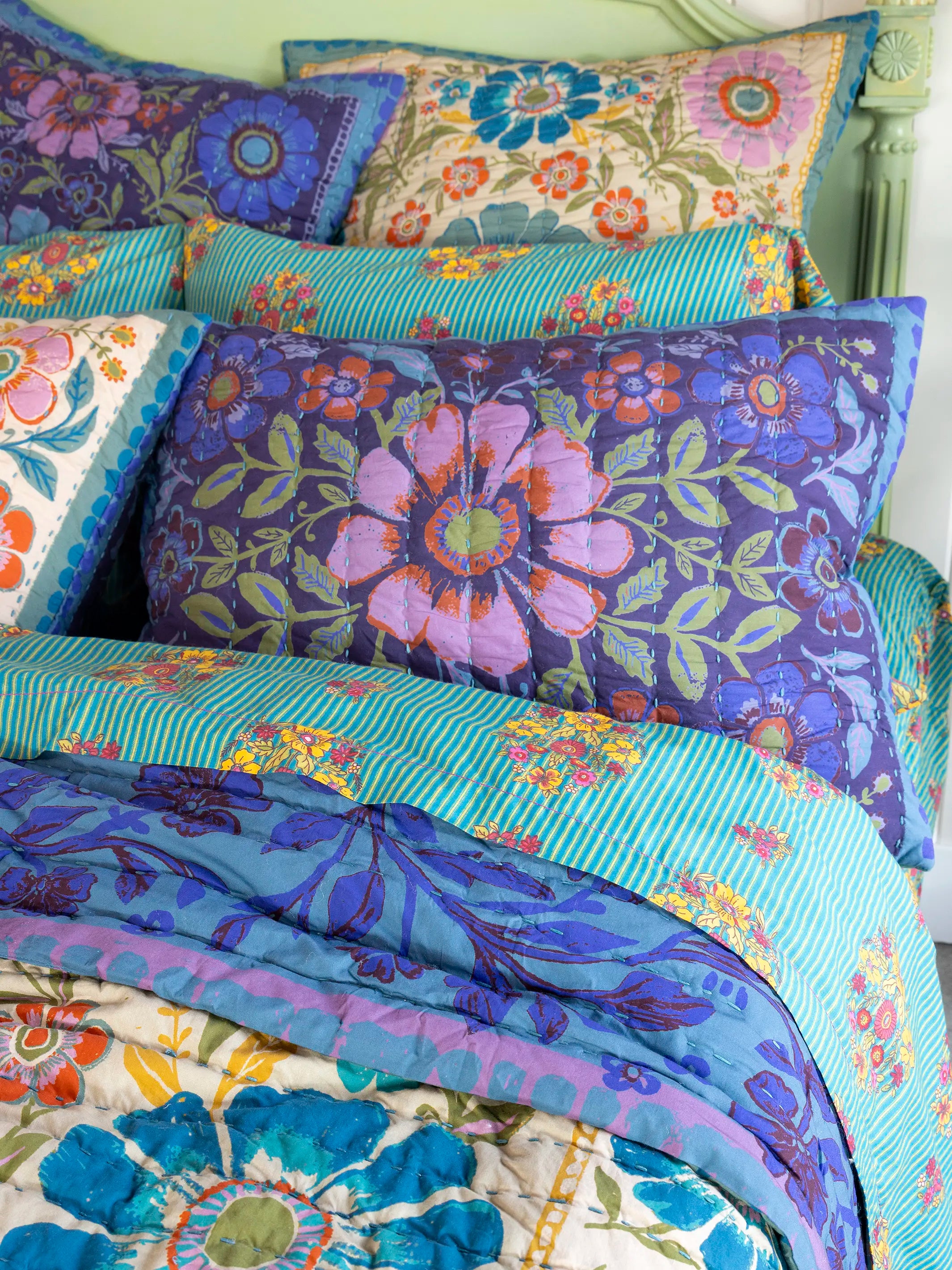 Bungalow Reversible Cotton Shams, Set of 2 - Flower Spell Bandana