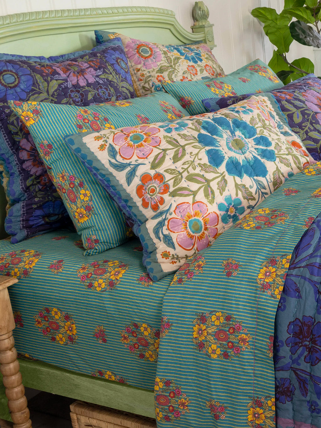 Mix & Match Cotton Flat Sheet - Jaipur Stripe