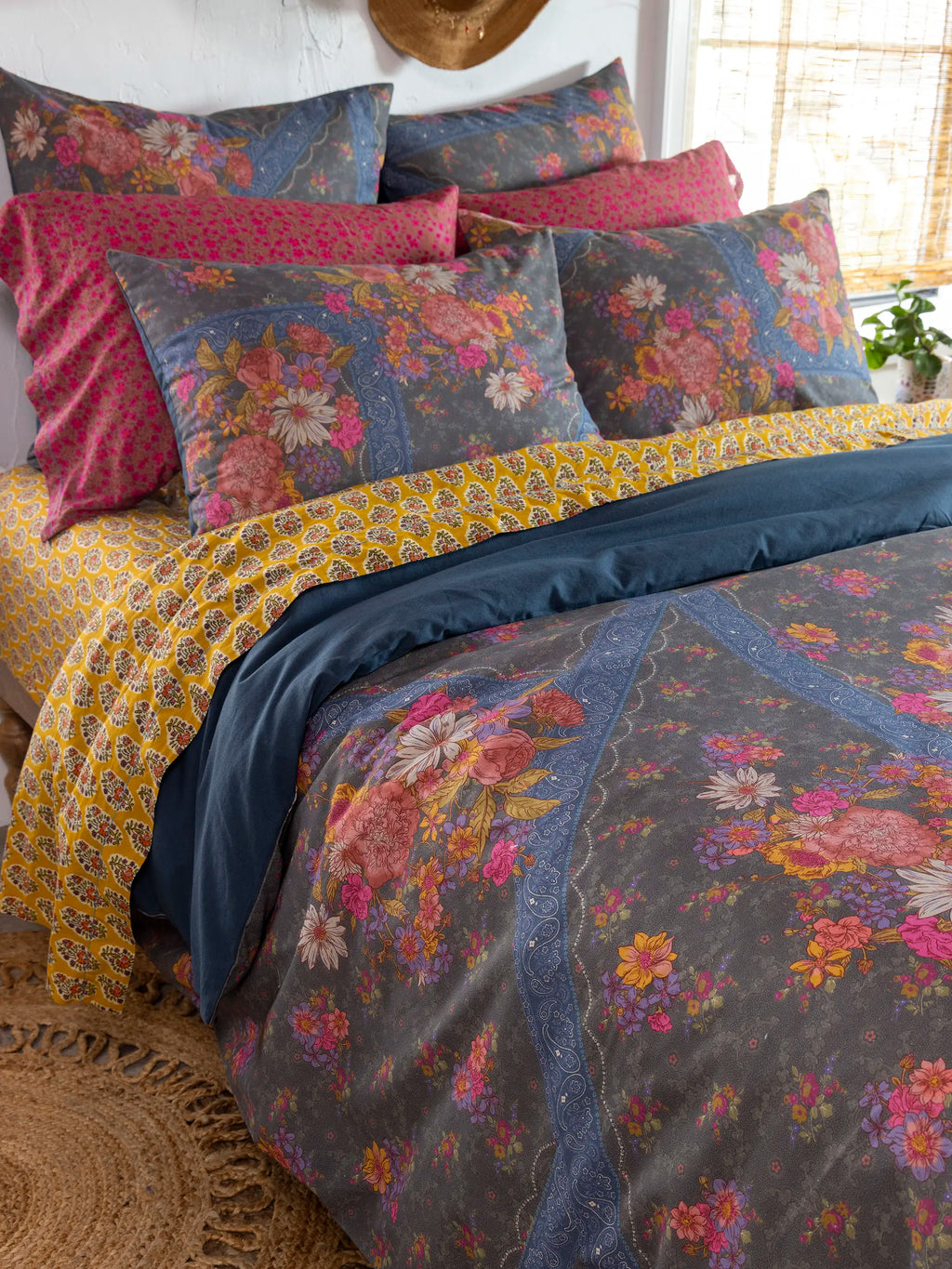 Catalina Cotton Duvet Cover - English Garden Charcoal
