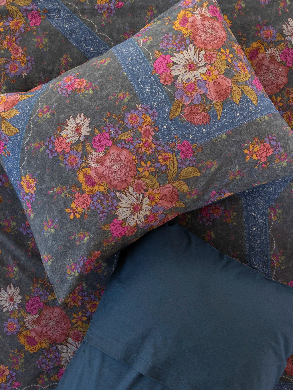 Catalina Cotton Shams, Set of 2 - English Garden Charcoal
