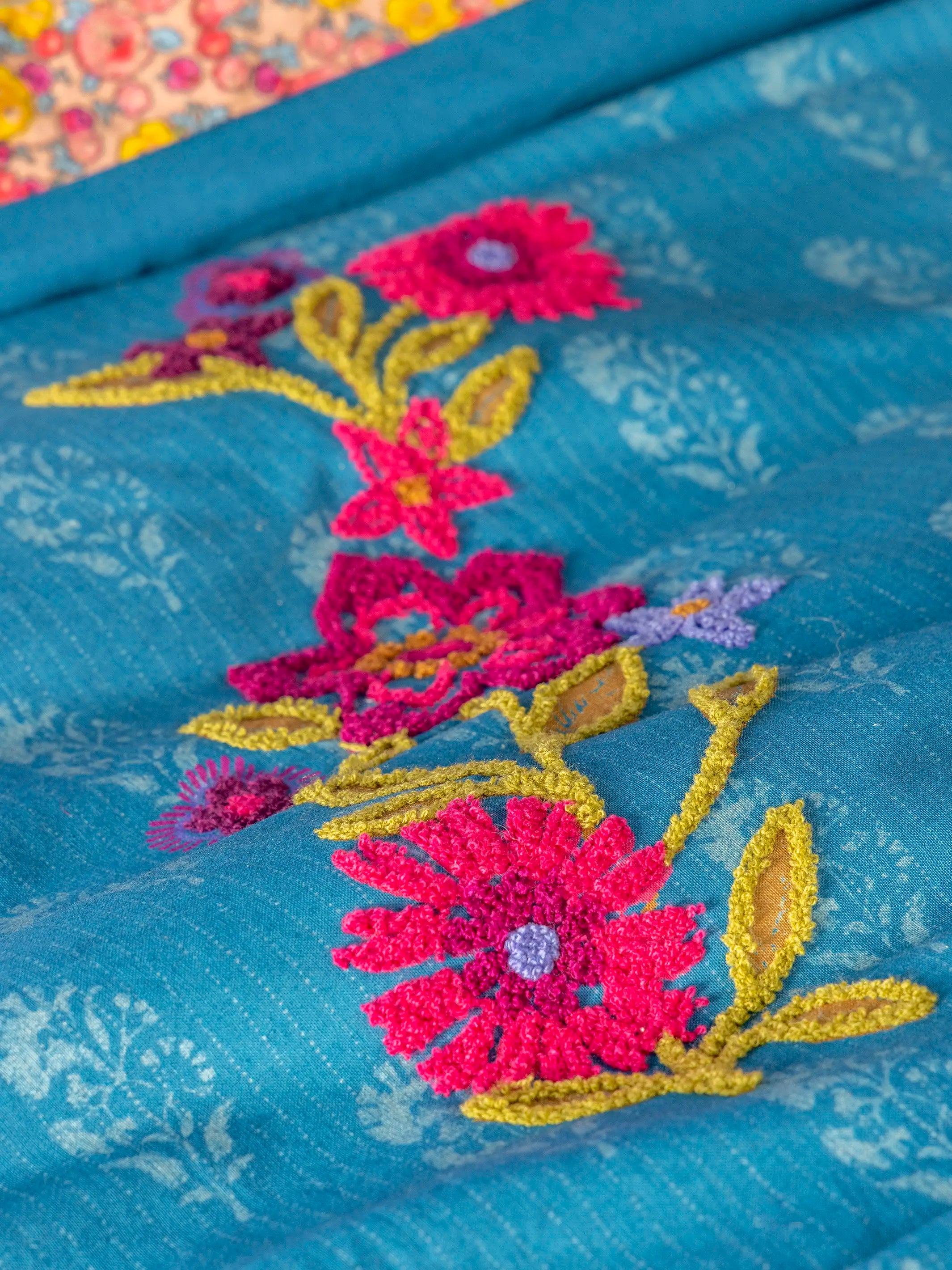 Catalina Cotton Duvet Cover - Block Stamp Indigo