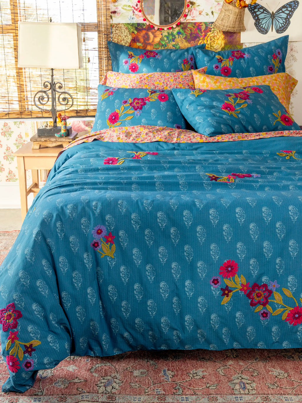 Catalina Cotton Shams, Set of 2 - Block Stamp Indigo