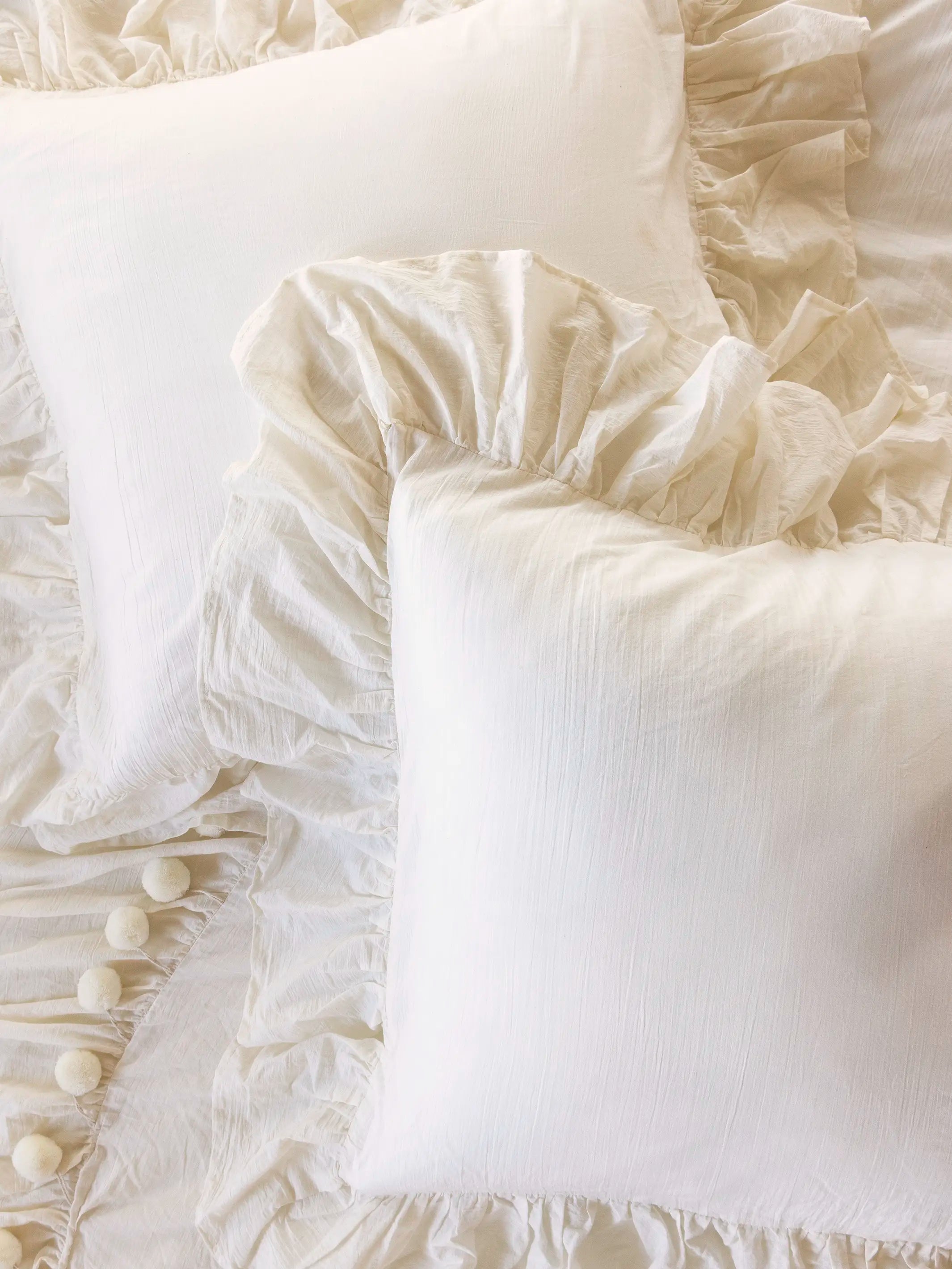 Cotton Ruffle Euro Sham - Cream