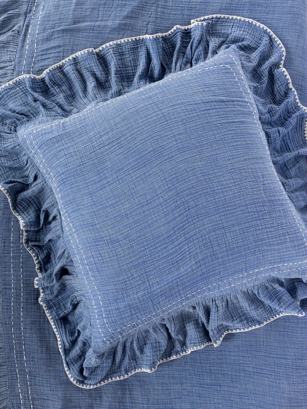 Cotton Ruffle Euro Sham - Vintage Blue