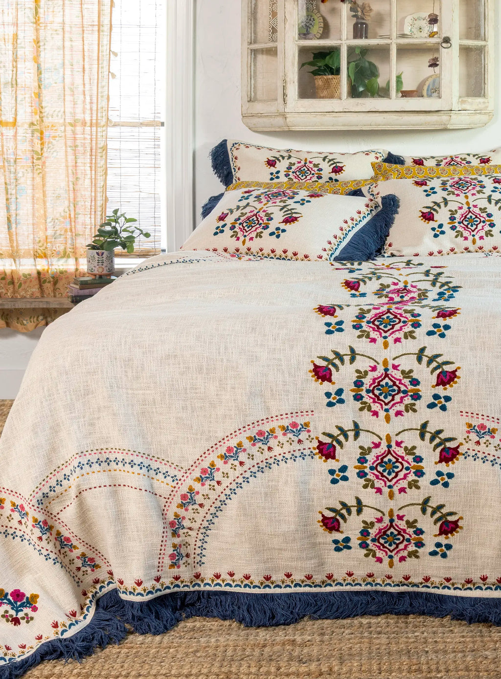 Cotton Slub Tufted Shams, Set of 2 - Cream