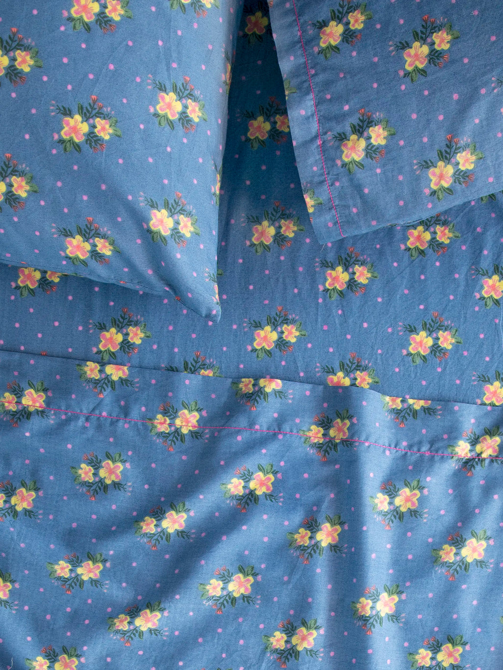 Mix & Match Cotton Flat Sheet - Blue Nora