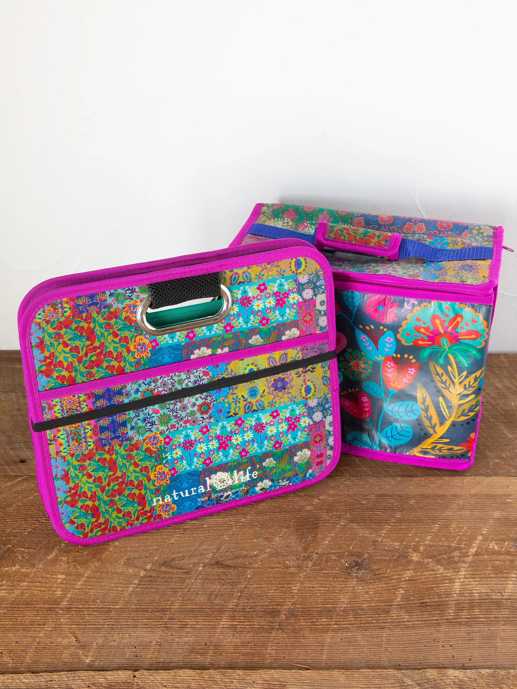 Car Trunk Organizer - Navy Folk Flower