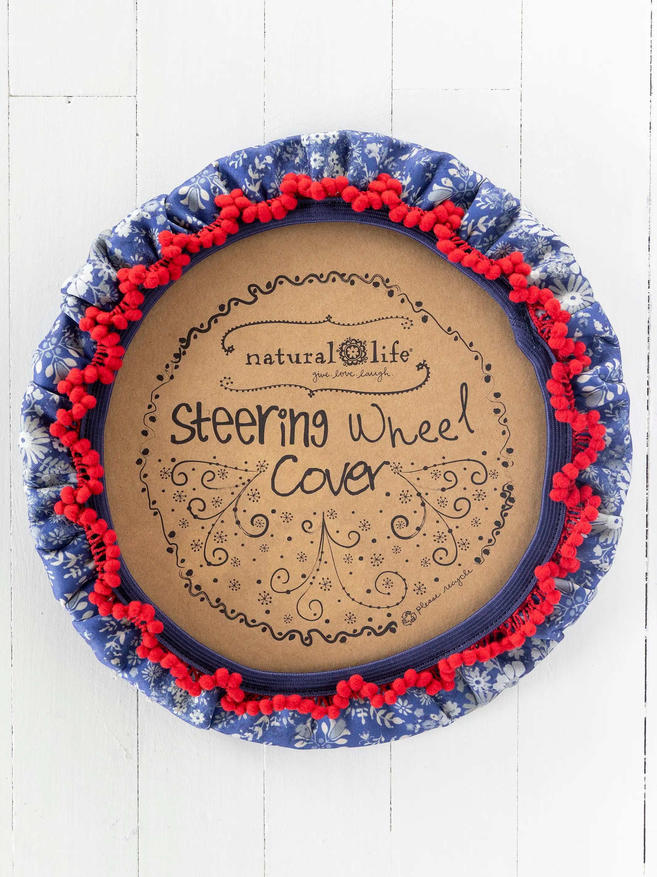 Steering Wheel Cover, 15" - Diamond Bandana Navy