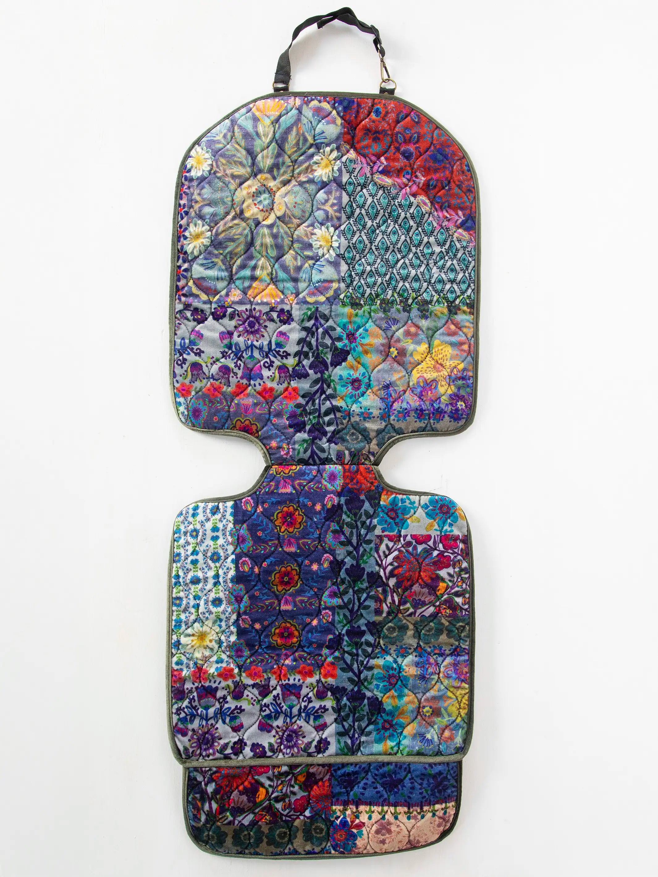 Velvet Car Seat Protector - Blue Patchwork