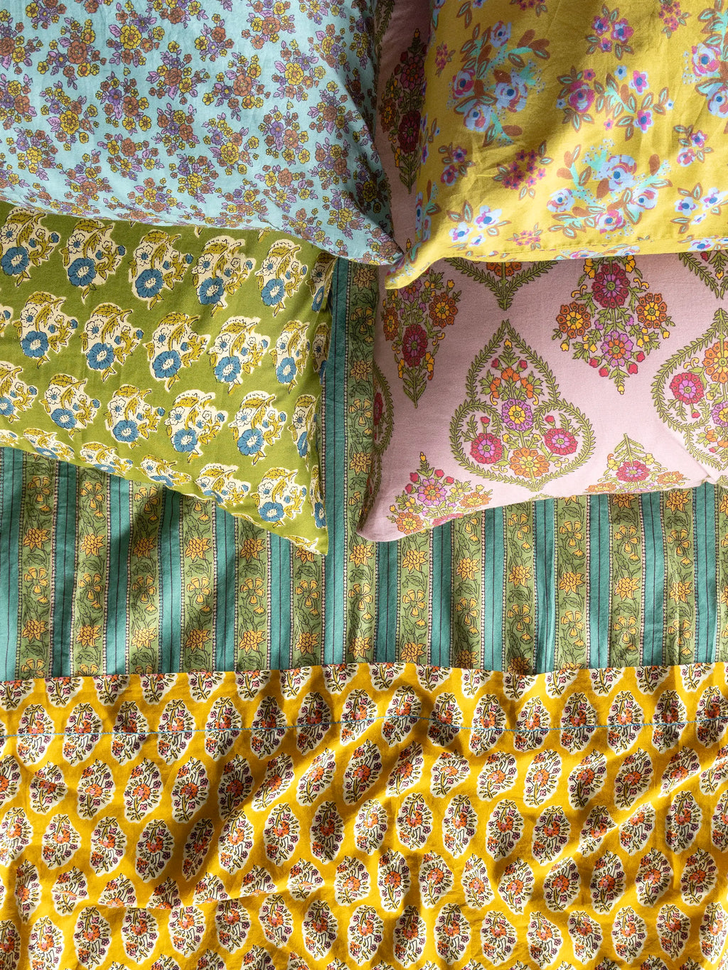 Mix & Match Cotton Pillowcase, Single - Green Fields