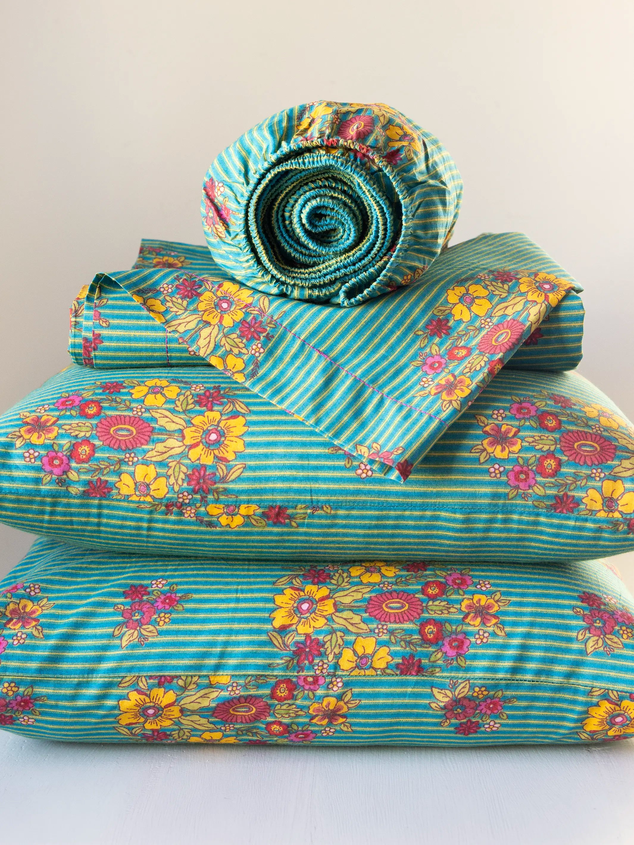Mix & Match Cotton Pillowcase, Single - Jaipur Stripe