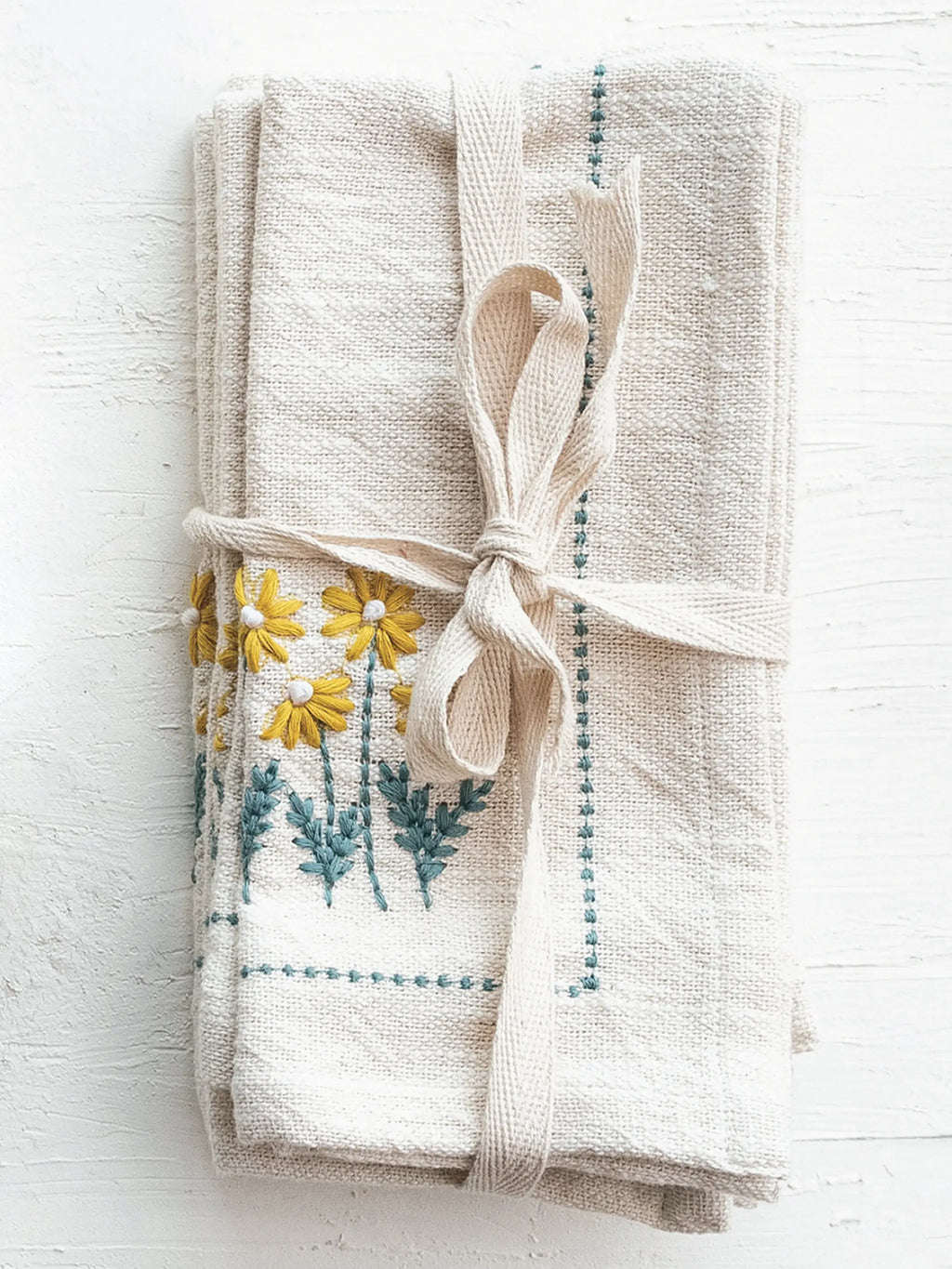 Embroidered Cotton Napkins, Set of 4