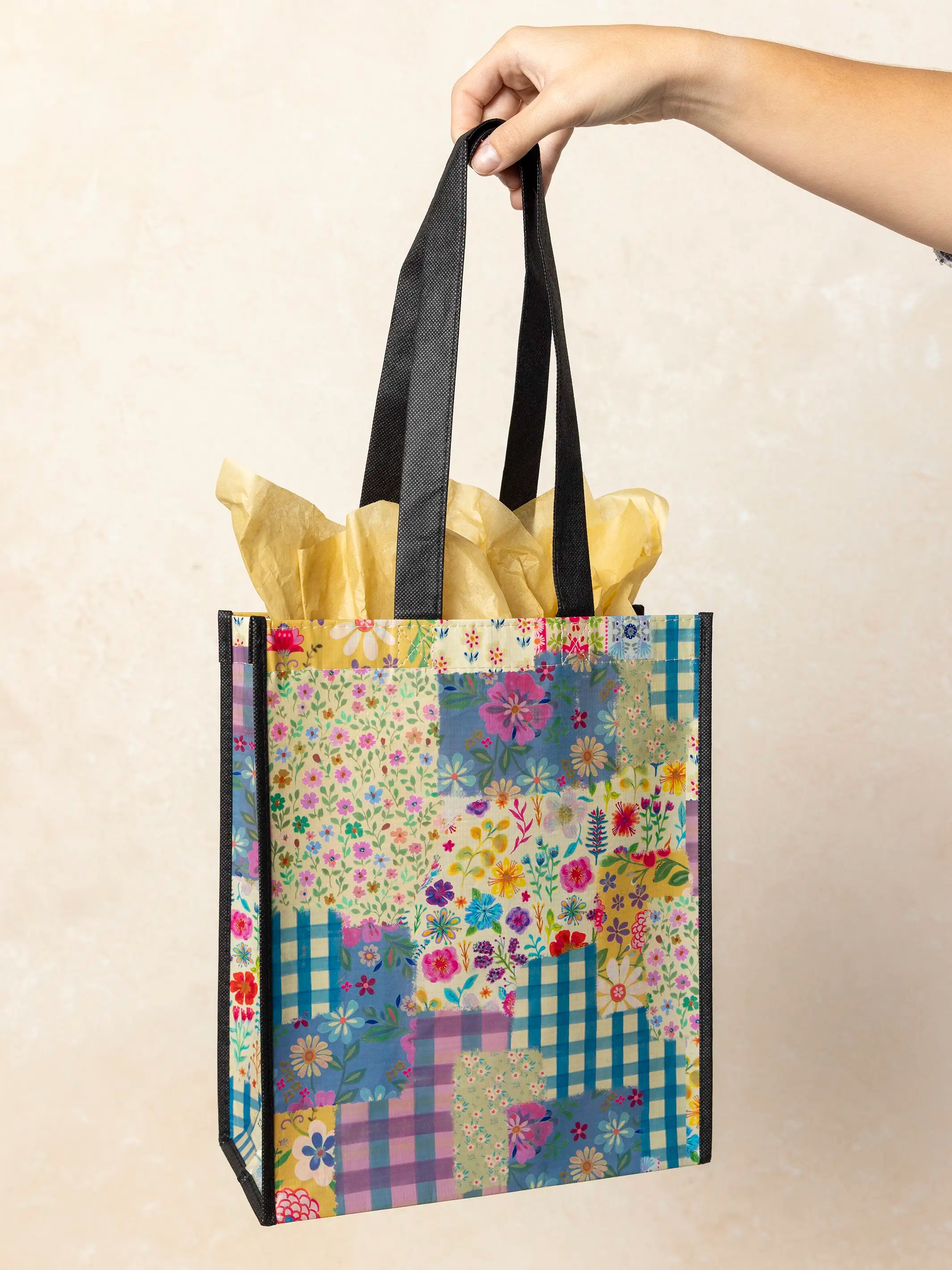 Large Happy Bag, Set of 3 - Gingham Floral Patchwork