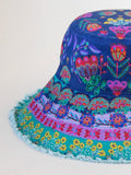Sandy Days Bucket Hat - Teal Folk Border