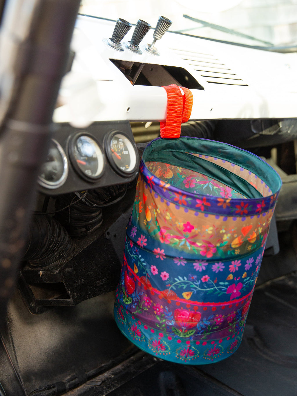 Pop-Up Car Trash Can - Floral Border