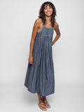 Erin Embroidered Cotton Midi Dress - Navy Denim