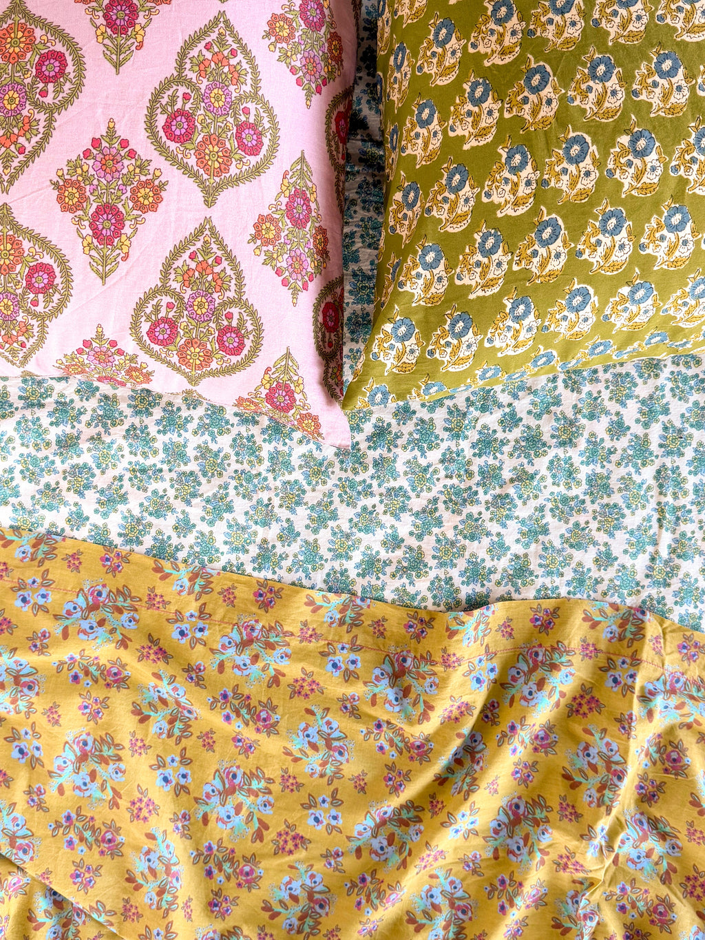 Mix & Match Cotton Pillowcase, Single - Green Fields