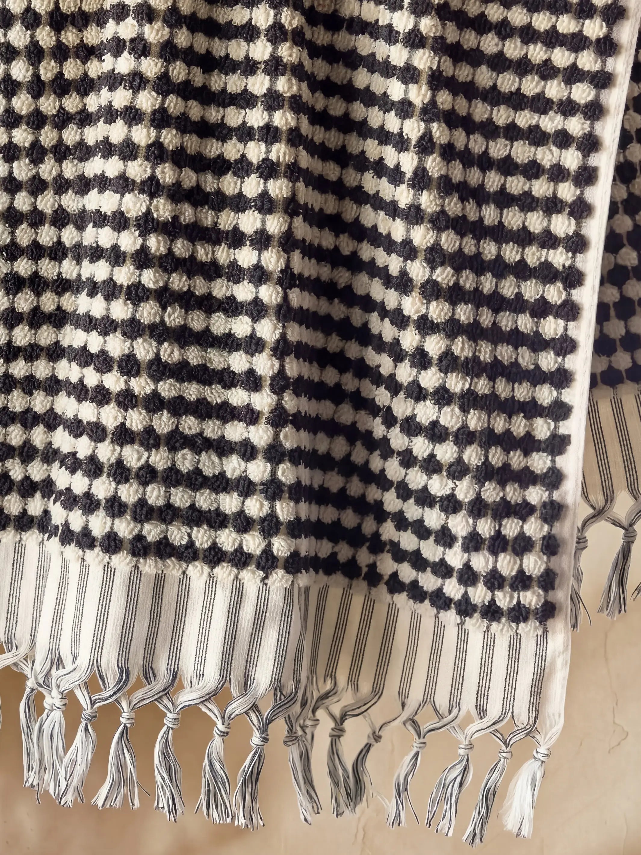 Turkish Cotton Woven Hand Towel - Black Gingham