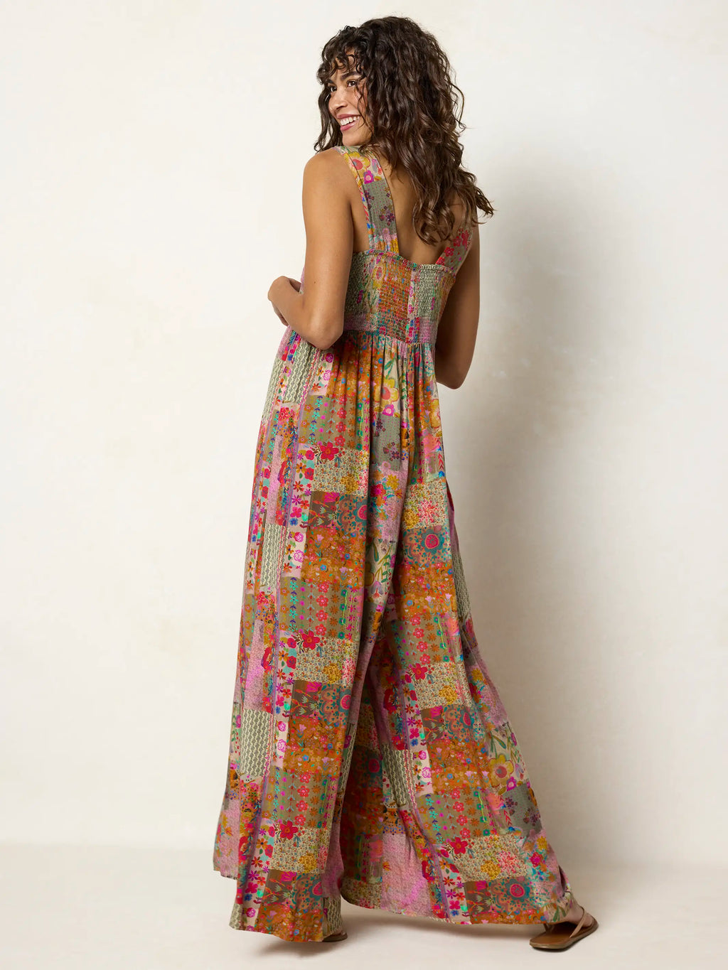 Tricia Jumpsuit - Pink Floral Patchwork